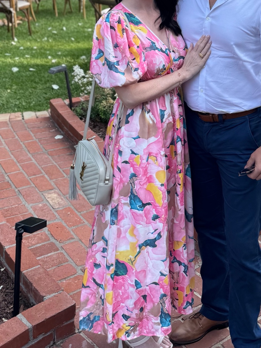 Floral Pink Maxi Dress with Multicolor Print